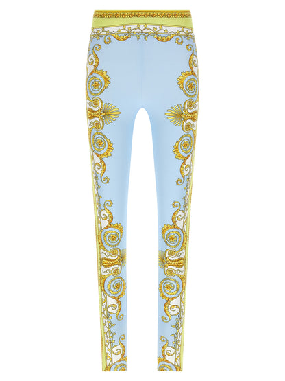 Versace Blue Nylon Leggings