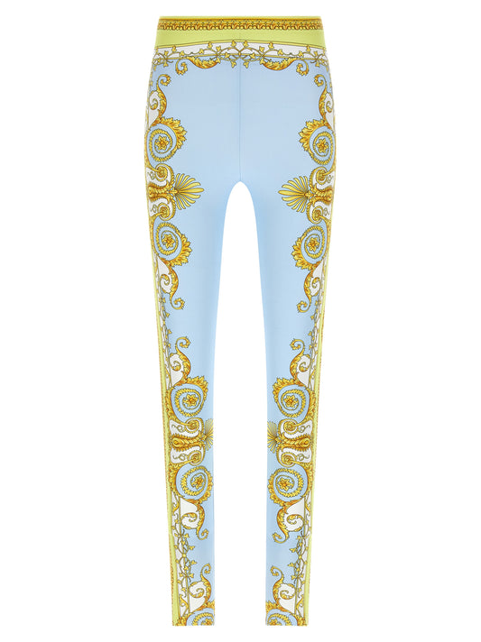 Versace Blue Nylon Leggings