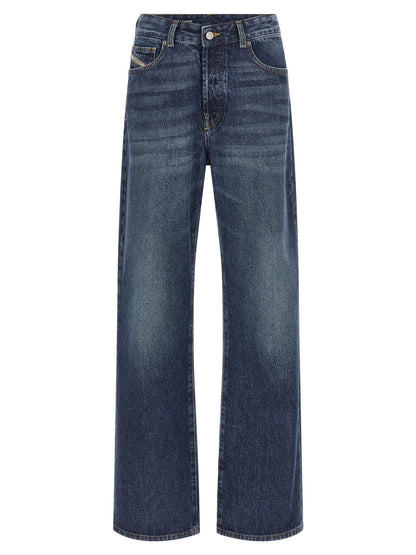Diesel Blue Cotton Straight-Leg Jeans