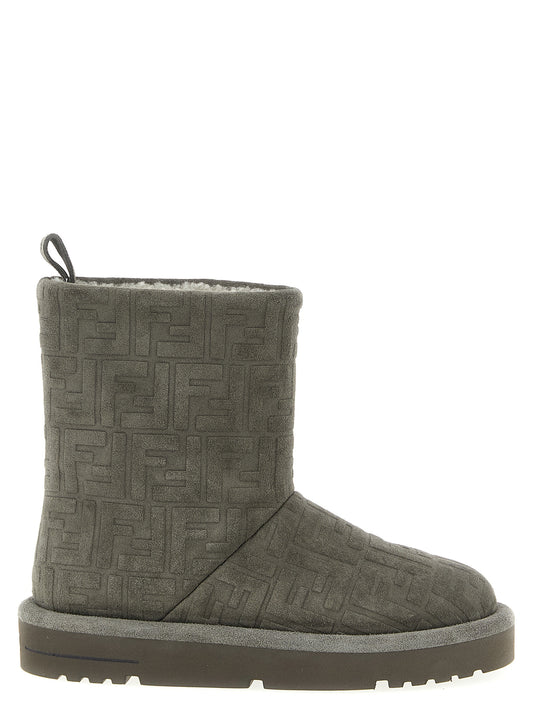 Ankle Boots by Fendi for women in calfskin suede fur & rubber gray & patterned features an enchanting design from the Women's Calfskin Suede Fur & Rubber Ankle Boots collection, highlighting a enchanting and for a refined look.