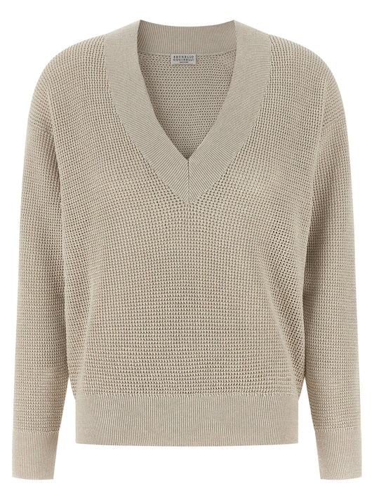 Brunello Cucinelli Beige Cotton Cardigan