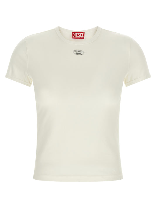 T-Shirt by Diesel for women in stretch cotton white features an on trend silhouette, perfectly showcasing a on trend short-sleeve and crew neckline for an elevated aesthetic.