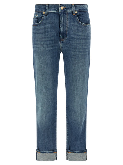 7 For All Mankind Blue Cotton Relaxed Fit Jeans