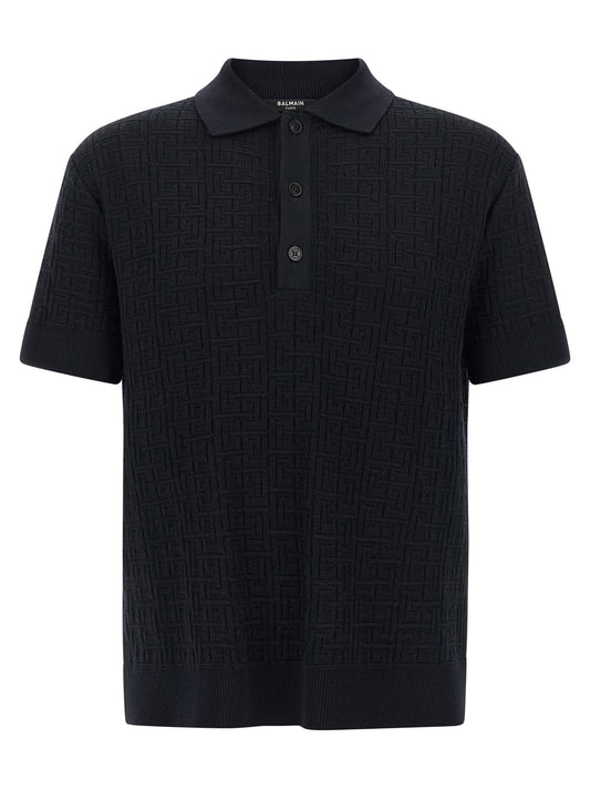Balmain Blue Wool Polo Shirt