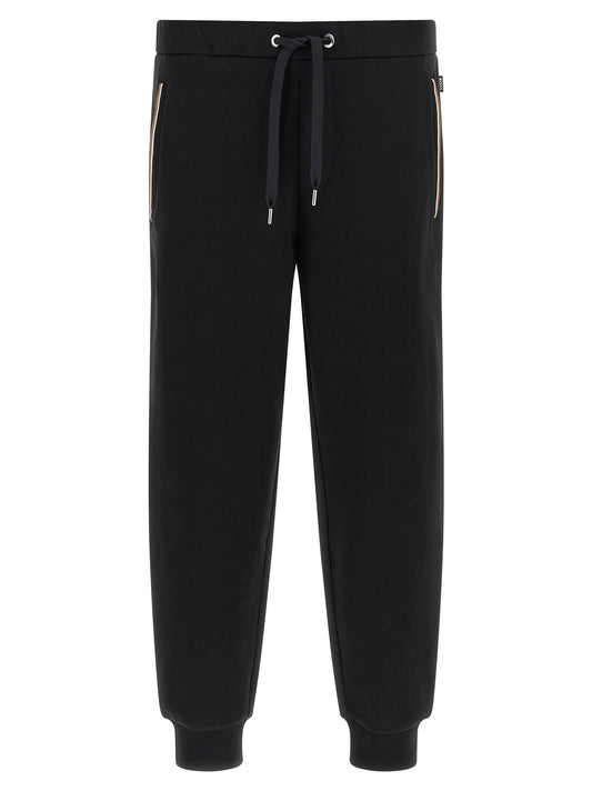 Joggers by Hugo Boss for men in cotton black & striped features a polished silhouette with a polished , reaching a polished long and finished with a polished .