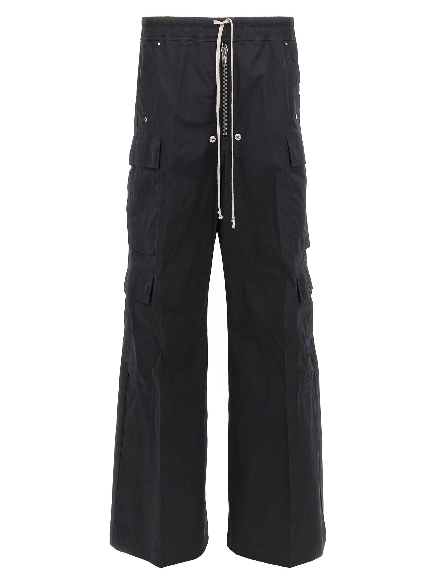 Rick Owens Black Cotton Cargo Pants