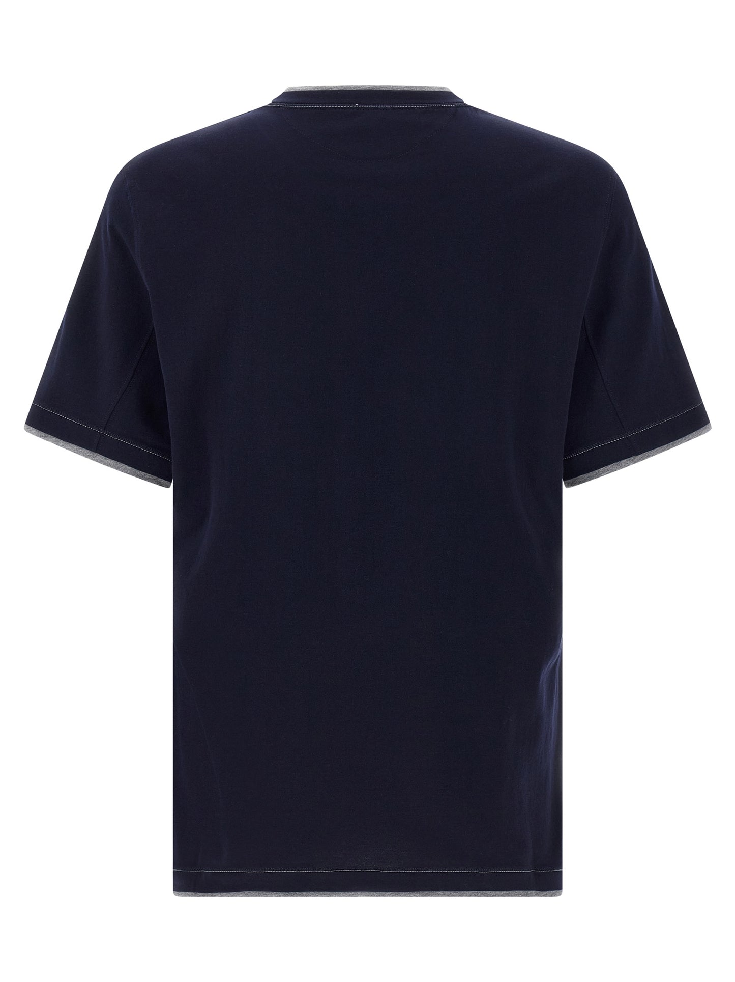 T-Shirt by Brunello Cucinelli for men in cotton blue & signature features a plush silhouette, showcasing a sophisticated crew neckline and for a truly plush finish.