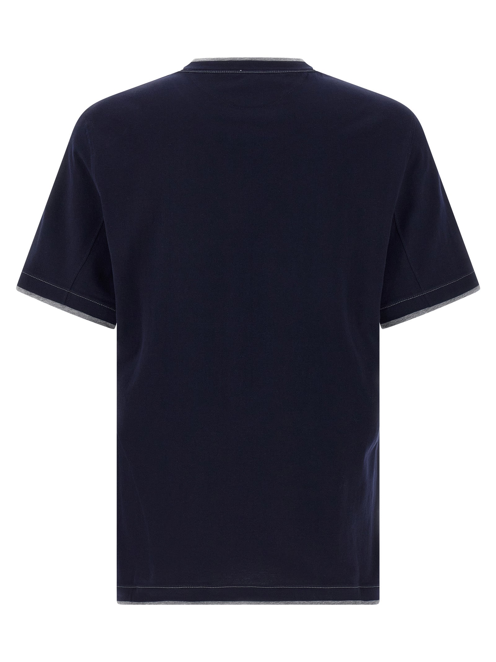 T-Shirt by Brunello Cucinelli for men in cotton blue & signature features a plush silhouette, showcasing a sophisticated crew neckline and for a truly plush finish.
