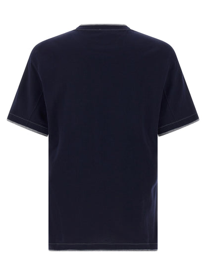 T-Shirt by Brunello Cucinelli for men in cotton blue & signature features a plush silhouette, showcasing a sophisticated crew neckline and for a truly plush finish.