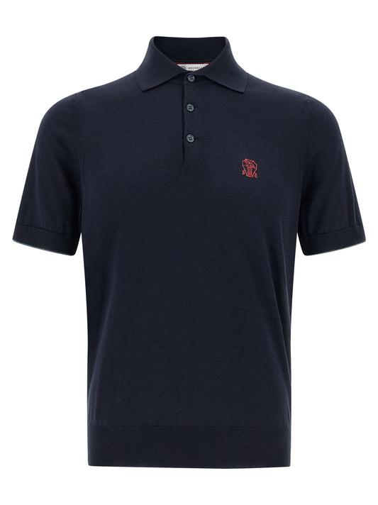 Brunello Cucinelli Blue Cotton Polo Shirt