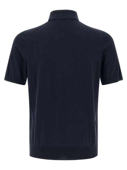 Brunello Cucinelli Blue Cotton Polo Shirt