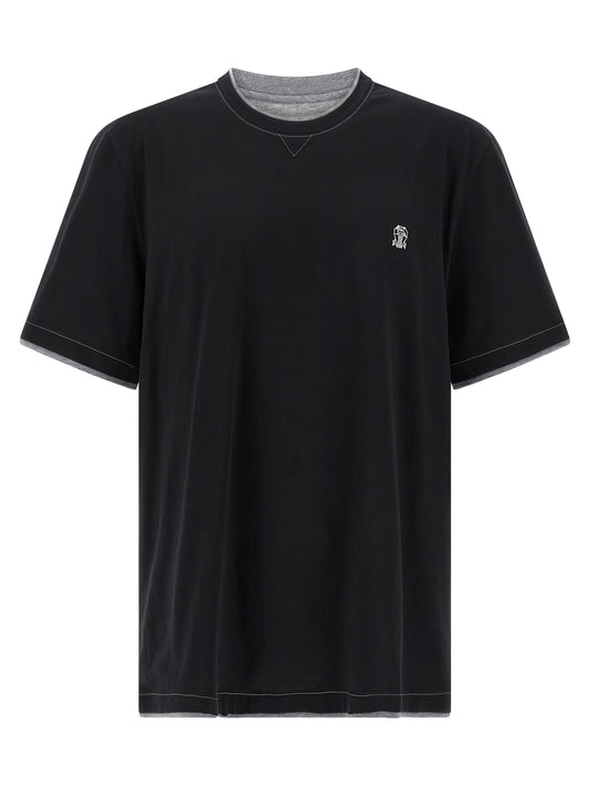 Brunello Cucinelli Black Cotton T-Shirt