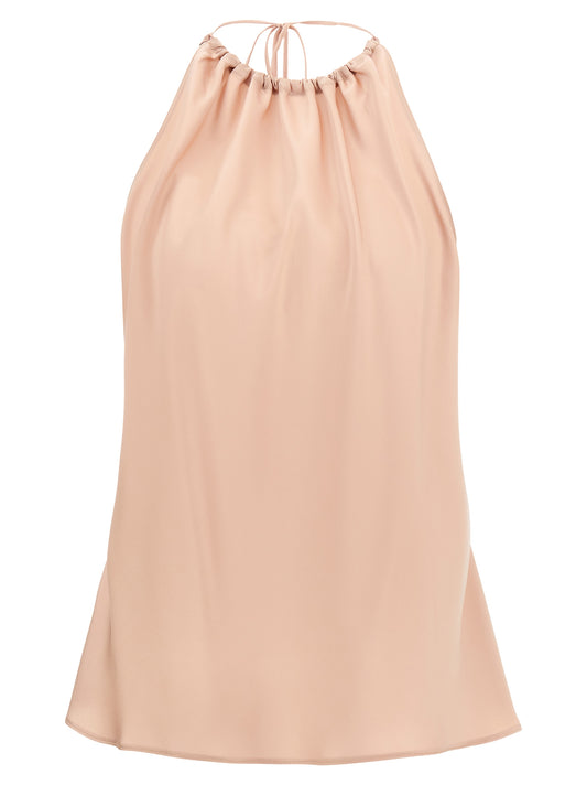 T-Shirt by PINKO for women in polyester satin multicolor & pink showcases a fashionable silhouette, elegantly detailed with a fashionable sleeveless and for a sophisticated, high-fashion look.