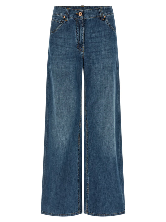 Brunello Cucinelli Blue Cotton Relaxed Fit Jeans