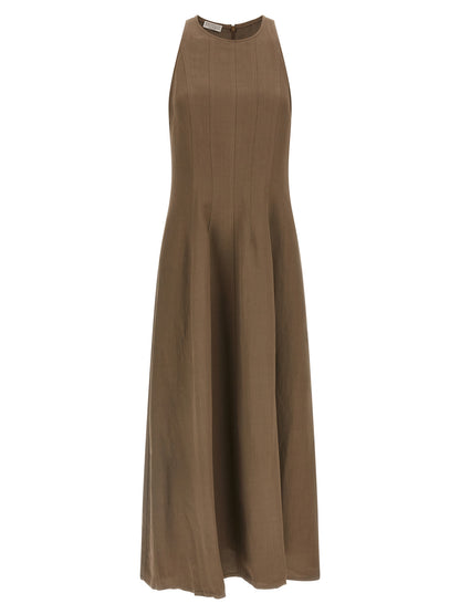 Brunello Cucinelli Brown Viscose Midi Dress