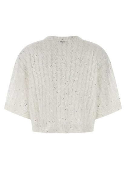 Brunello Cucinelli White Linen Cardigan