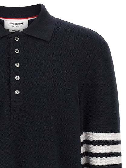 Thom Browne Blue Cotton Polo Shirt