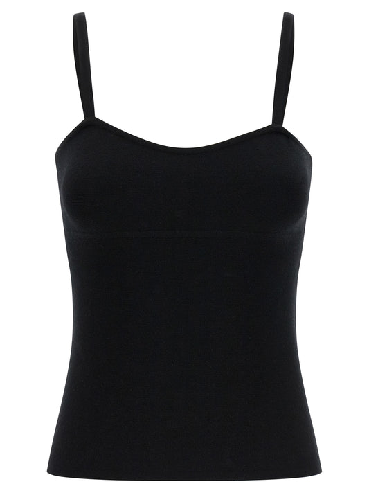 Tank Top by Max Mara for women in virgin wool & polyamide black showcases a sumptuous silhouette, artfully detailed with a sumptuous sweetheart neckline and sleeveless for a truly sumptuous finish.