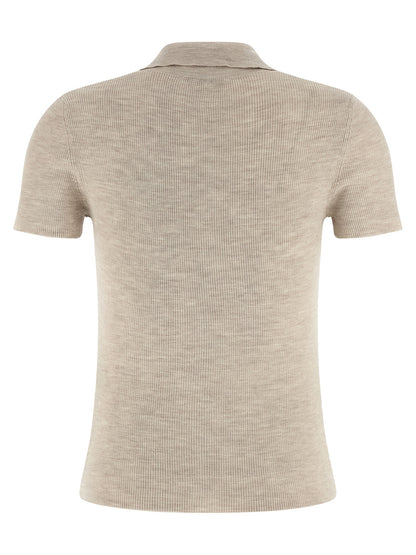 Max Mara Beige Virgin Wool Polo Shirt