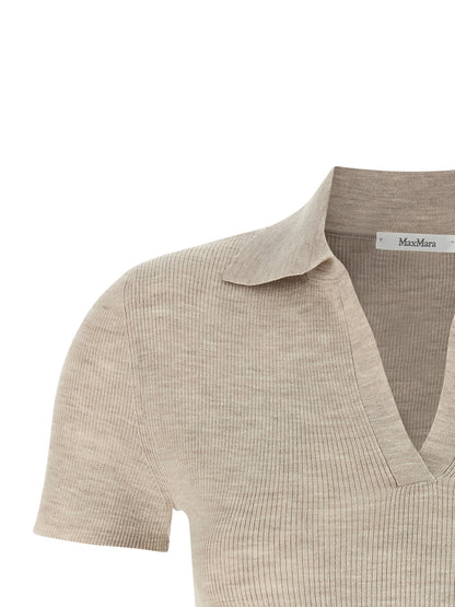 Max Mara Beige Virgin Wool Polo Shirt