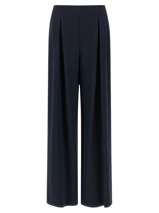Trousers by Max Mara for women in silk blue features an sartorial silhouette, showcasing a precise straight-leg & wide and long with a sartorial for a refined look.
