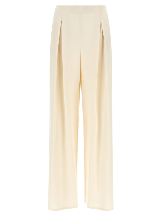Trousers by Max Mara for women in silk white presents a smart silhouette, meticulously detailed with a smart straight-leg & wide, a smart long, and a smart .