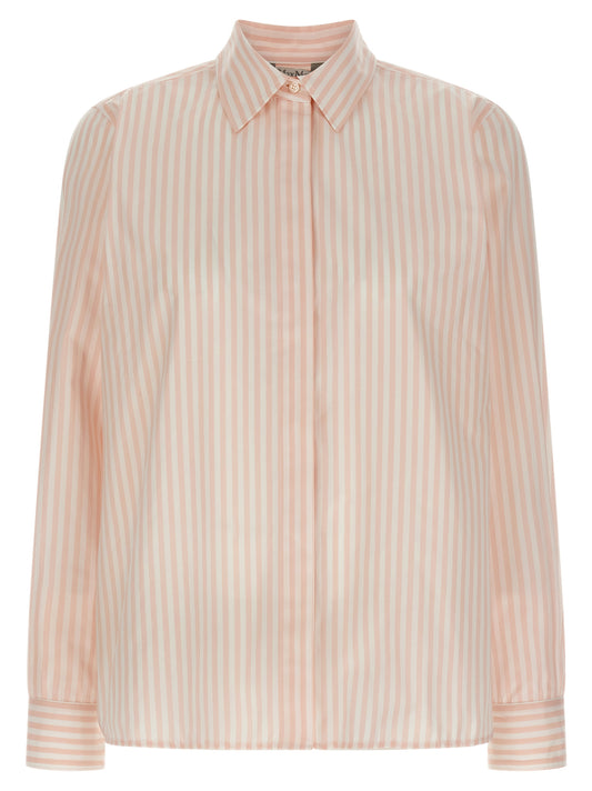 Blouse by Max Mara for women in cotton multicolor, pink & striped, featuring a nuanced and nuanced for a sophisticated finish.