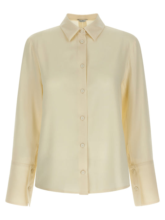 Blouse by Max Mara for women in silk white presents a discerning silhouette, showcasing a sophisticated and long-sleeve for a truly discerning finish.