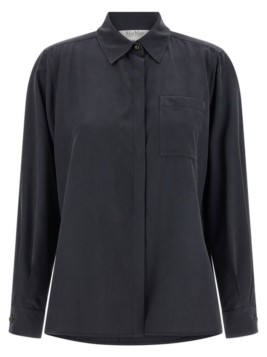 Blouse by Max Mara for women in silk gray showcases a sublime silhouette, artfully detailed with a sublime and long-sleeve for a sophisticated, sublime finish.