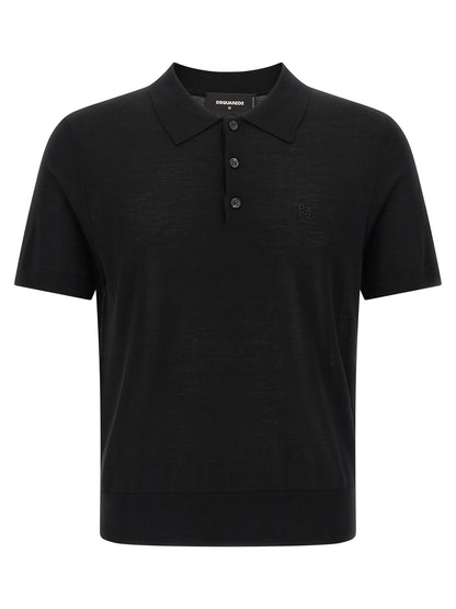 Dsquared² Black Wool Polo Shirt