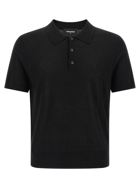 Dsquared² Black Wool Polo Shirt