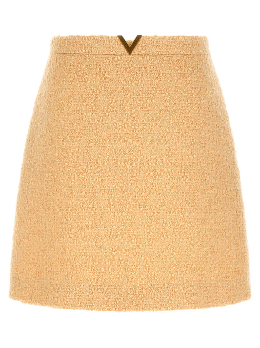 Valentino Garavani Beige Virgin Wool Long Skirt