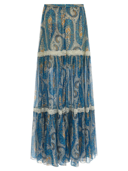 Etro Blue Silk Mini Skirt