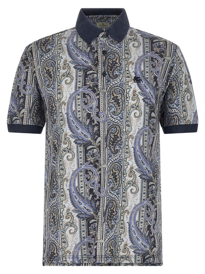 Polo Shirt by Etro for men in cotton blue & paisley features a eye catching silhouette, showcasing a refined and for a eye catching finish.
