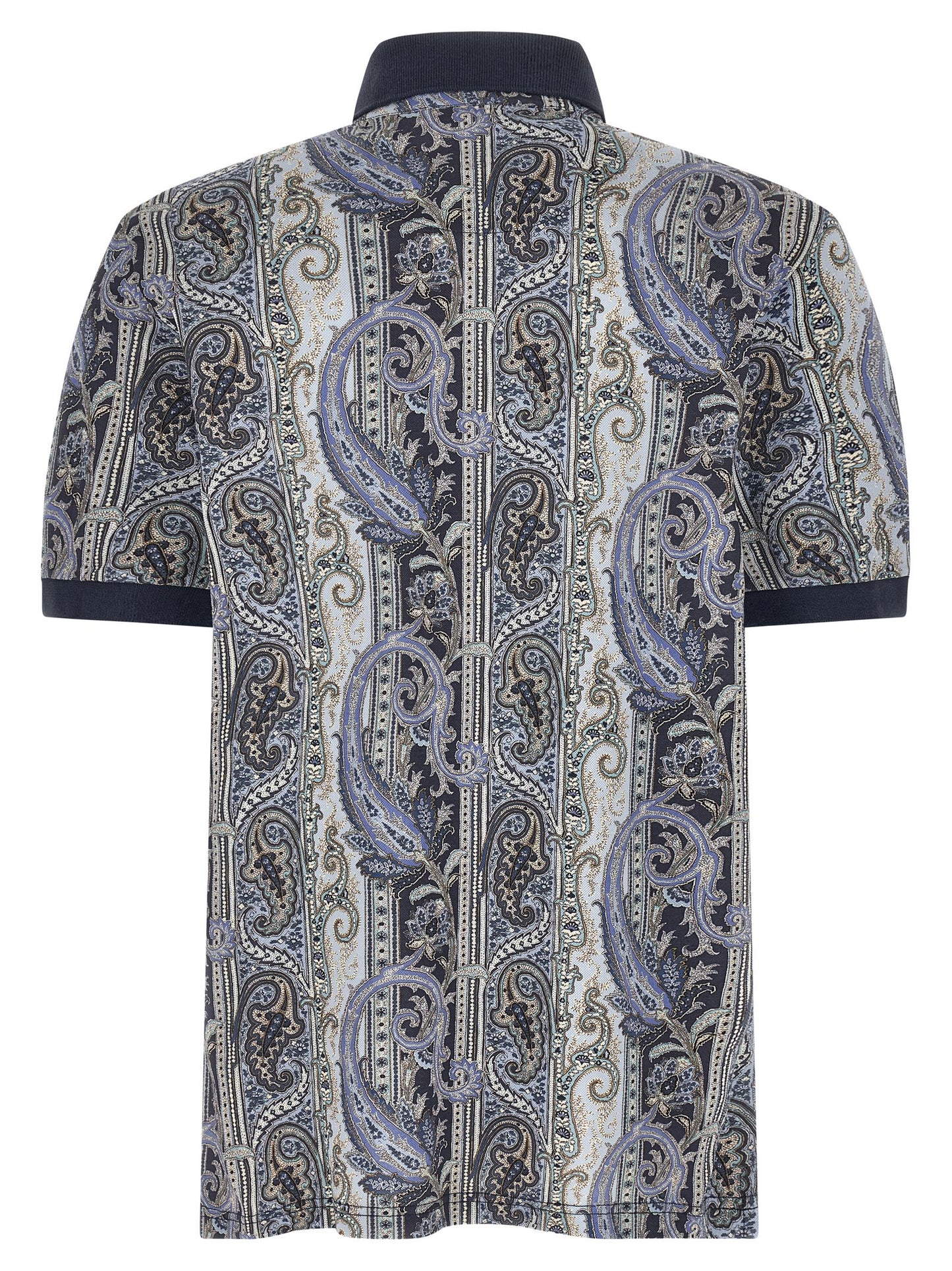 Polo Shirt by Etro for men in cotton blue & paisley presents a crisp silhouette, artfully detailed with a crisp and crisp .