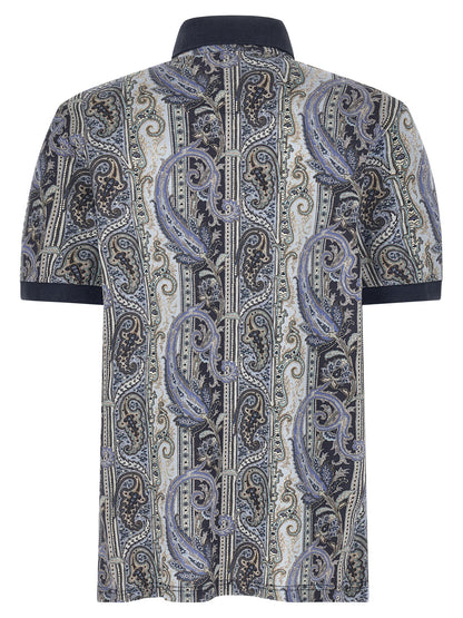 Polo Shirt by Etro for men in cotton blue & paisley presents a crisp silhouette, artfully detailed with a crisp and crisp .