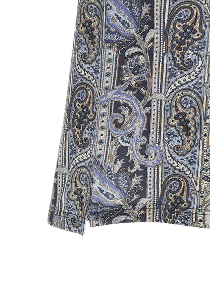 Polo Shirt by Etro for men in cotton blue & paisley features a eye catching silhouette, showcasing a refined and for a eye catching finish.
