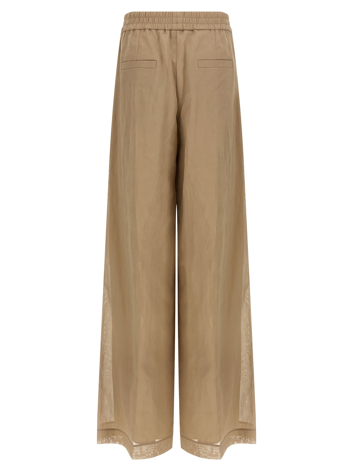 Casual Pants by Brunello Cucinelli for women in cotton & silk beige presents a refined pantology silhouette, artfully defined by a refined pantology wide, long, and a sophisticated .