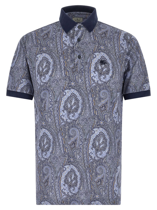 Etro Blue Cotton Polo Shirt