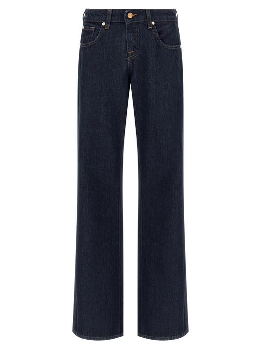 7 For All Mankind Blue Cotton Straight-Leg Jeans