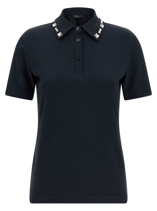 Polo Shirt by Fabiana Filippi for women in stretch cotton blue presents a crisp silhouette, artfully detailed with a crisp short-sleeve and crisp .