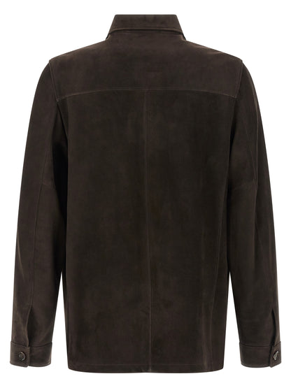 MooRER Brown Lamb Leather Leather Jacket