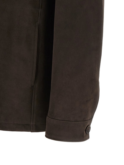 MooRER Brown Lamb Leather Leather Jacket