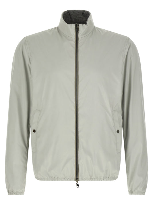 This Bomber Jacket by Herno for men in polyester & viscose multicolor exhibits a edgy silhouette, meticulously detailed with functional pockets and a edgy high-neck neckline for a edgy finish.