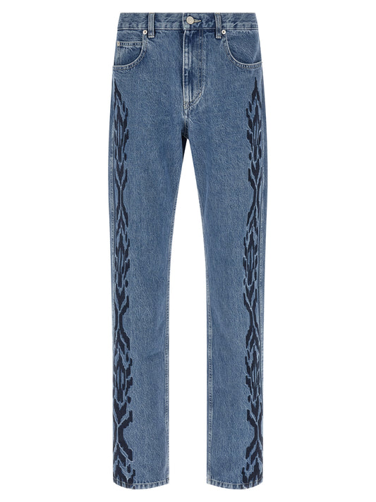 Jeans by Isabel Marant for men in cotton denim blue features an refined tailoring silhouette, showcasing a premium straight-leg with a and long cut for a refined tailoring look.