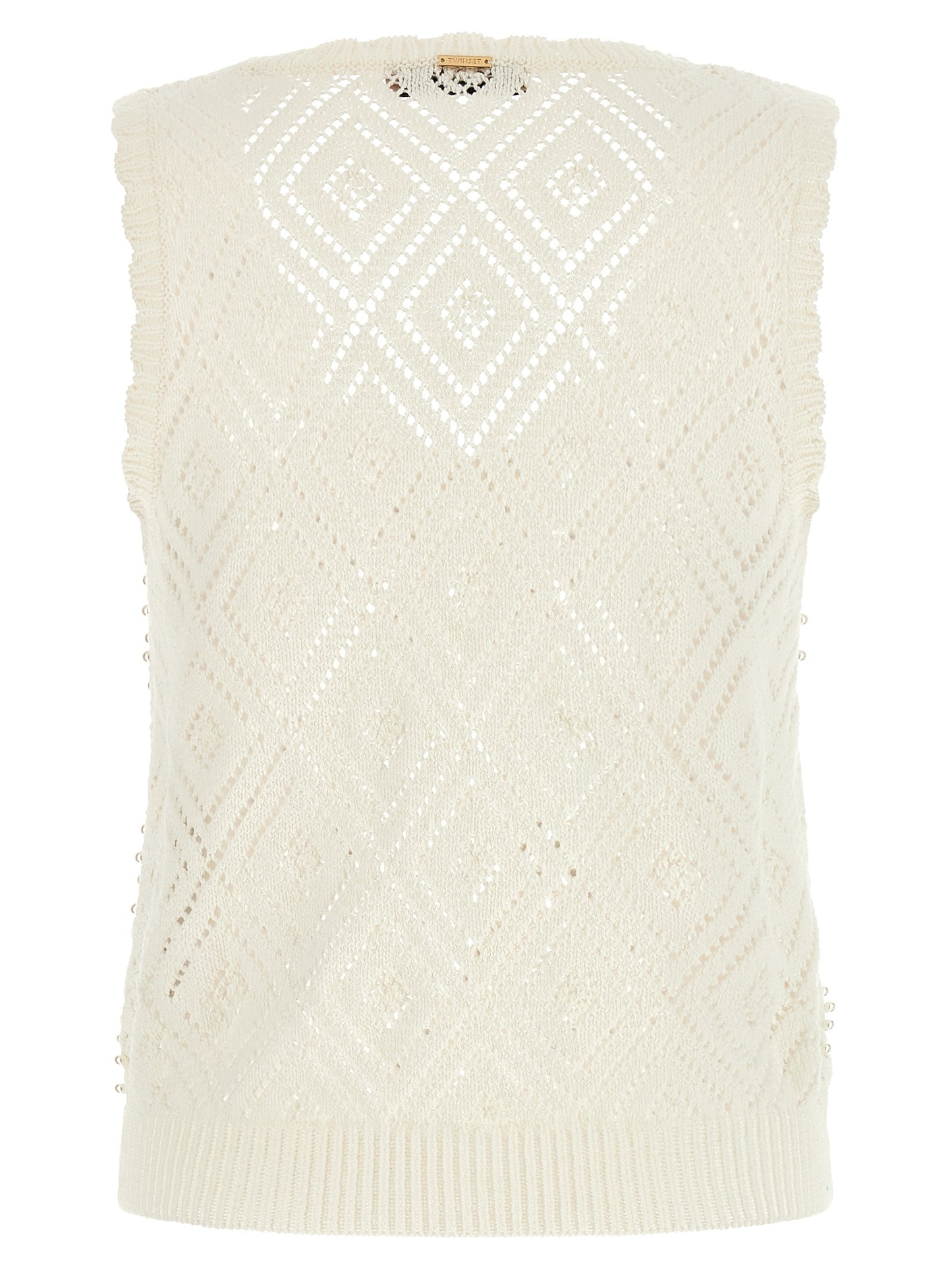 Twinset White Cotton Sleeveles T-Shirt