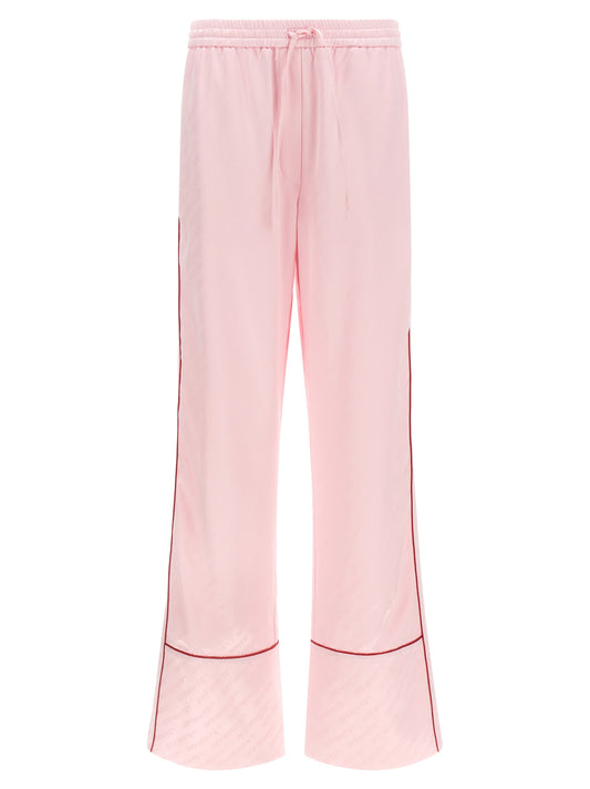 Casual Pants by Off-White for women in satin polyester & viscose multicolor, pink, white & jacquard features an sophisticated and straight & wide with a precise long, creating a sophisticated and sophisticated silhouette.