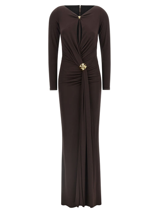 Elisabetta Franchi Brown Viscose Long Dress