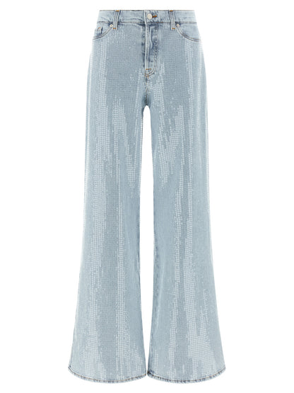 7 For All Mankind Blue Cotton Flared Jeans