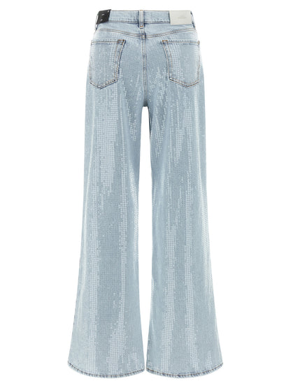 7 For All Mankind Blue Cotton Flared Jeans